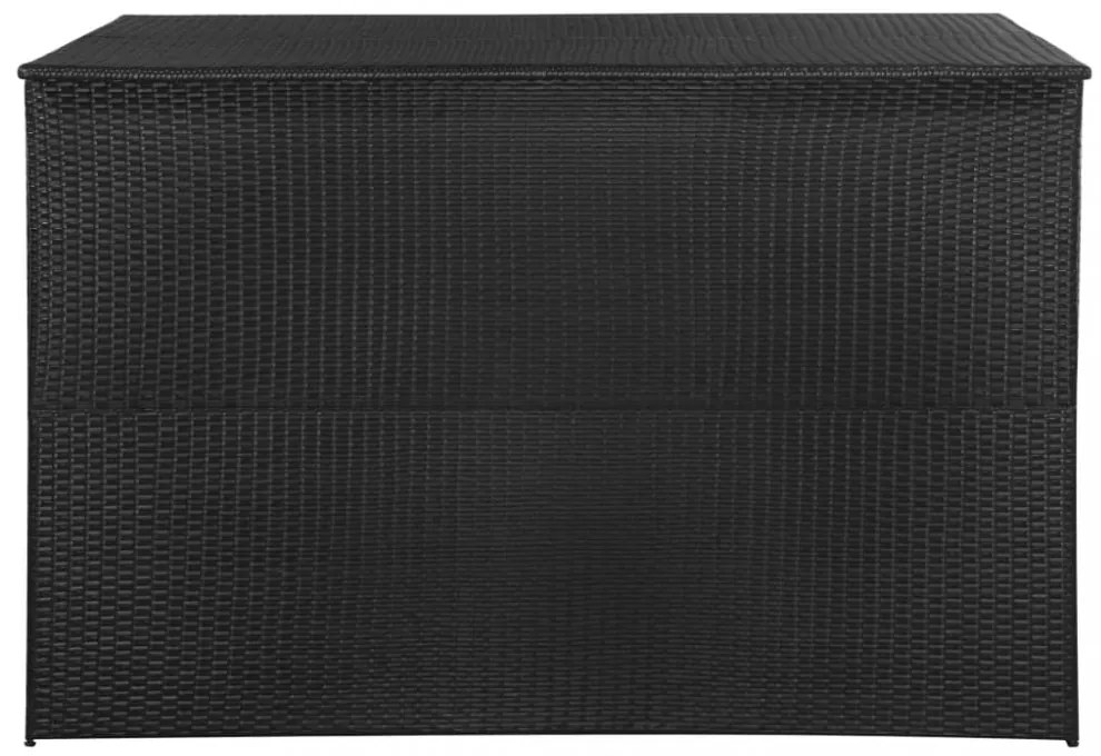 fekete polyrattan kerti tárolóláda 150 x 100 x 100 cm