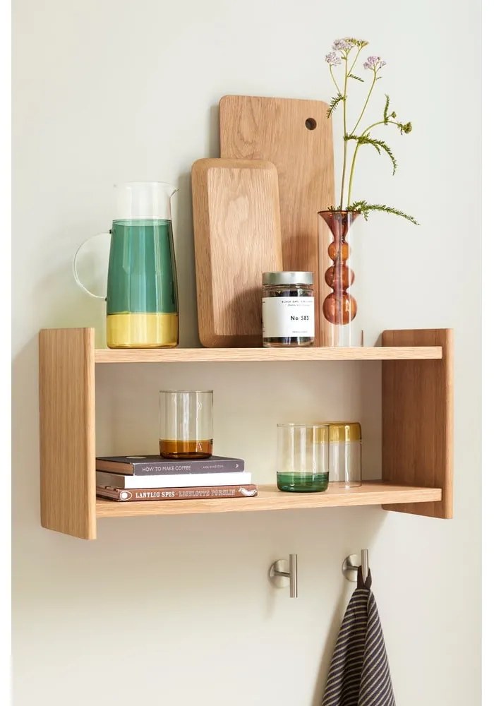 Natúr színű többszintes fali polc tölgyfa dekorral 62 cm Less – Hübsch