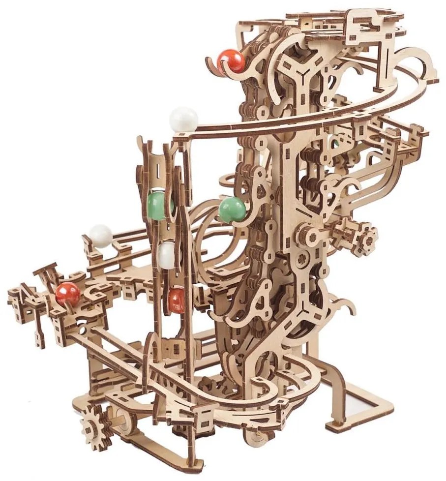 Ugears - 3D fa mechanikus puzzle Üveggolyó pálya lánc