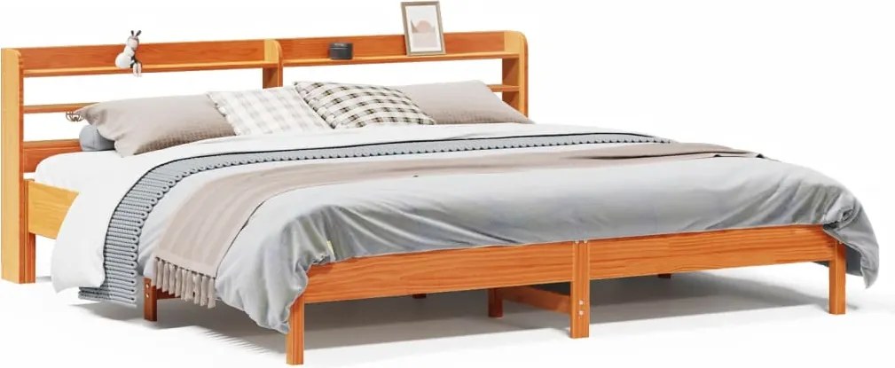 vidaXL viaszbarna tömör fenyőfa ágy matrac nélkül 180 x 200 cm