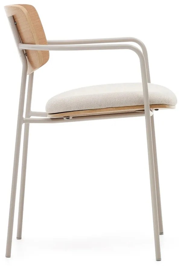 Bézs kárpitozott karfás-rakásolható étkezőszék Maureen – Kave Home