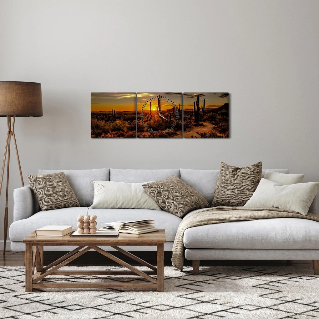 Kép - A nap vége az arizonai sivatagban (órával) (90x30 cm)