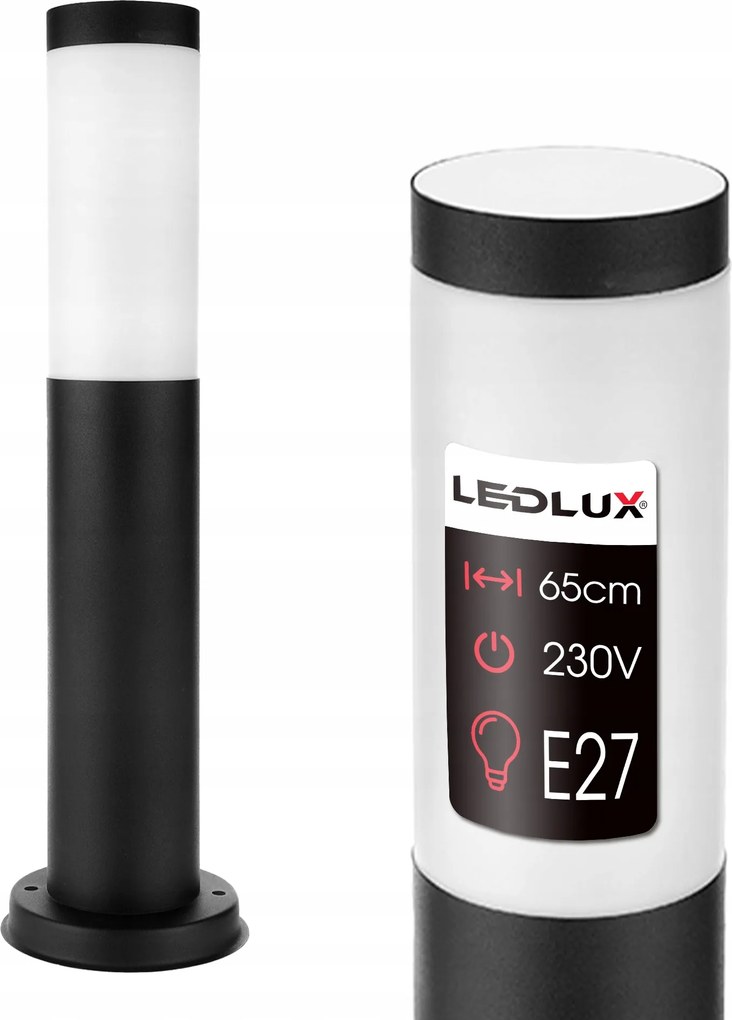 Kerti Lámpa Álló Világítóoszlop LED-hez E27 65cm IP44 Fekete