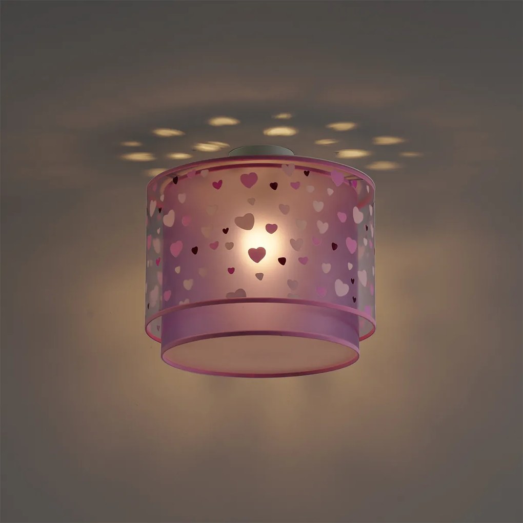 Gyerekszoba mennyezeti lámpa rózsaszín szívekkel - Harrie in Love