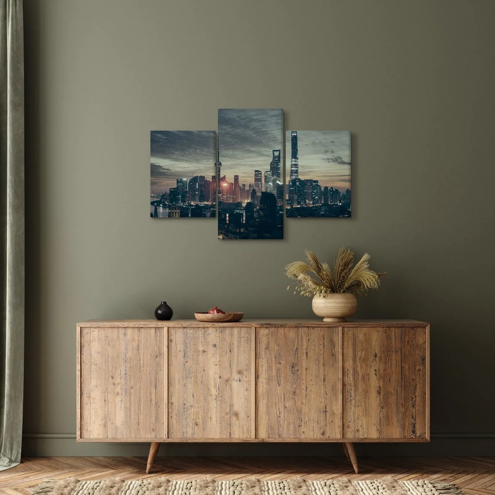 Város képe alkonyatkor (90x60 cm)
