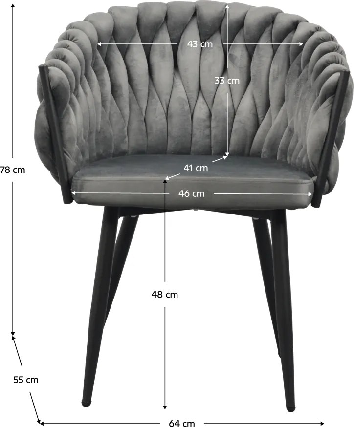 Étkezőszék, sötétszürke Velvet szövet/fekete, BLER