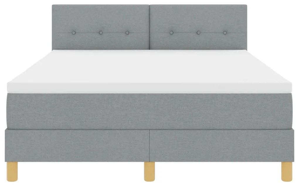 Box Spring Ágy Matraccal és LED Fénnyel Világosszürke 160x200 cm Szövet
