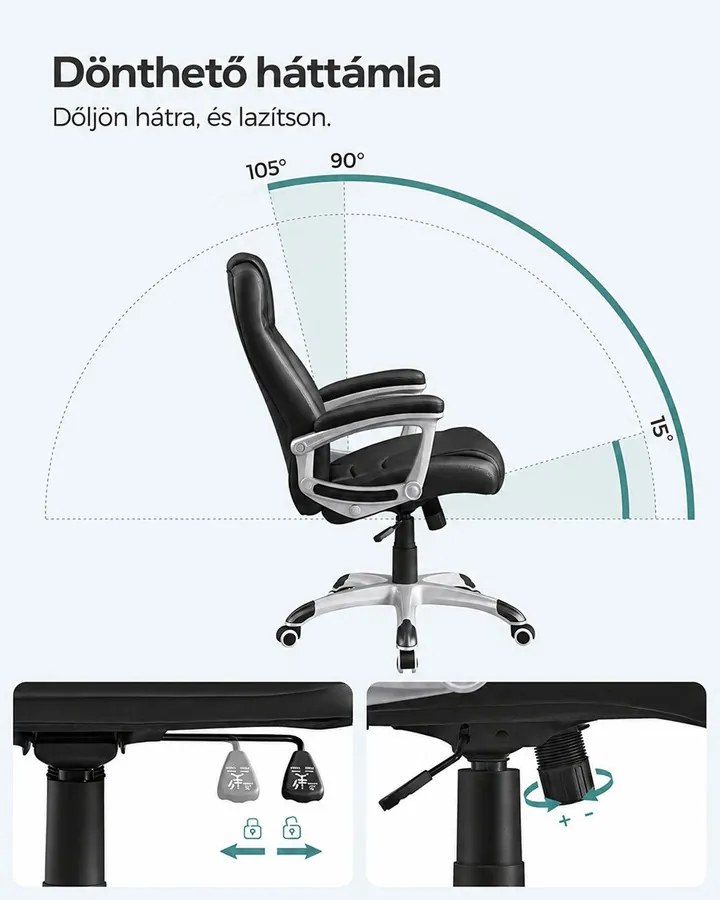 Ergonomikus irodai szék, állítható magasságú forgószék