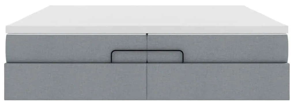 Ottomán ágykeret matracokkal Világosszürke 200x200cm szövet