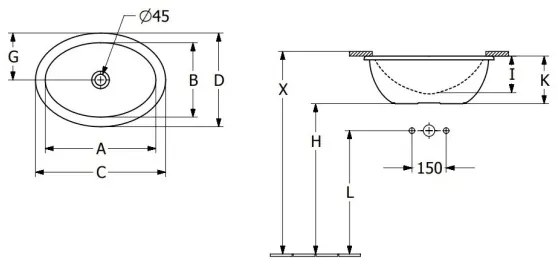 Villeroy & Boch 4A530001 - Aláépíthető mosdó LOOP&FRIENDS 43x29 cm kerámia/fehér