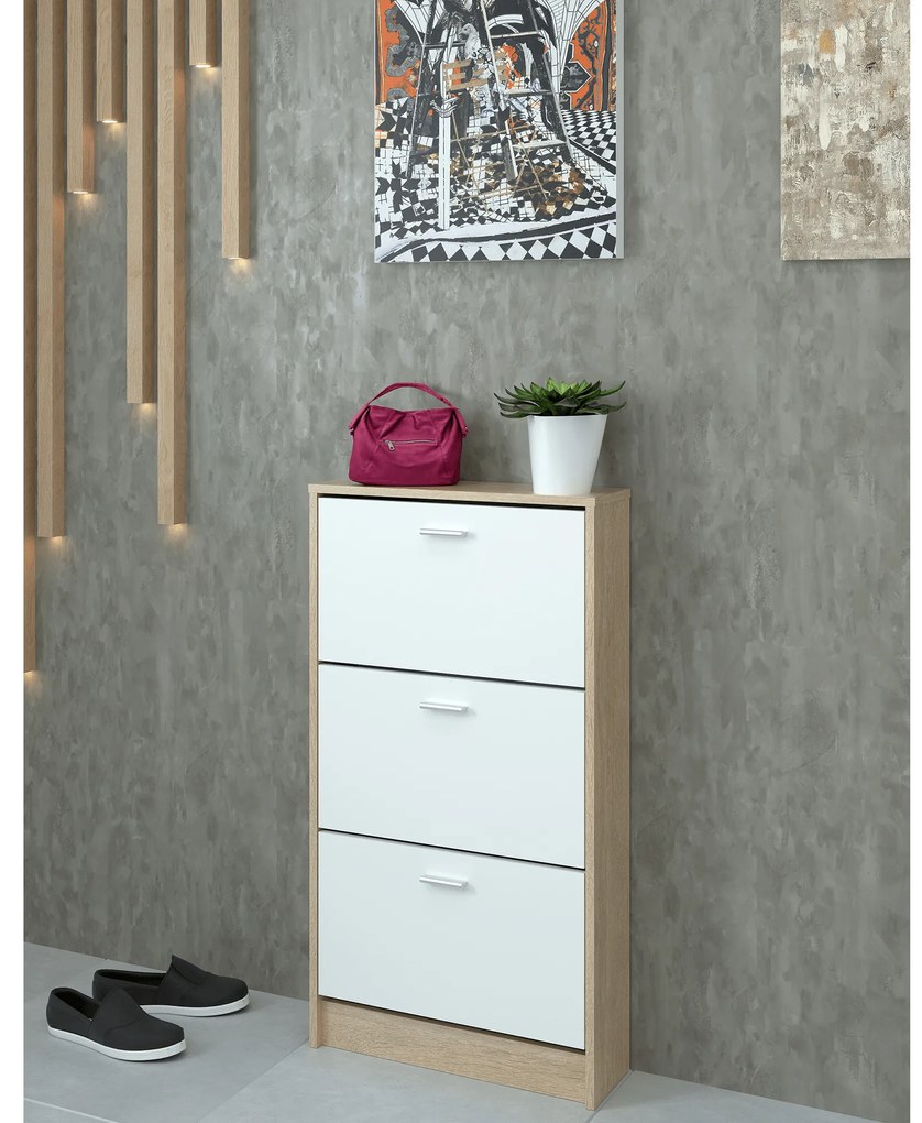 Cipőtároló (cipősszekrény) Mobby  13 (szonoma tölgy + fehér). 1065341