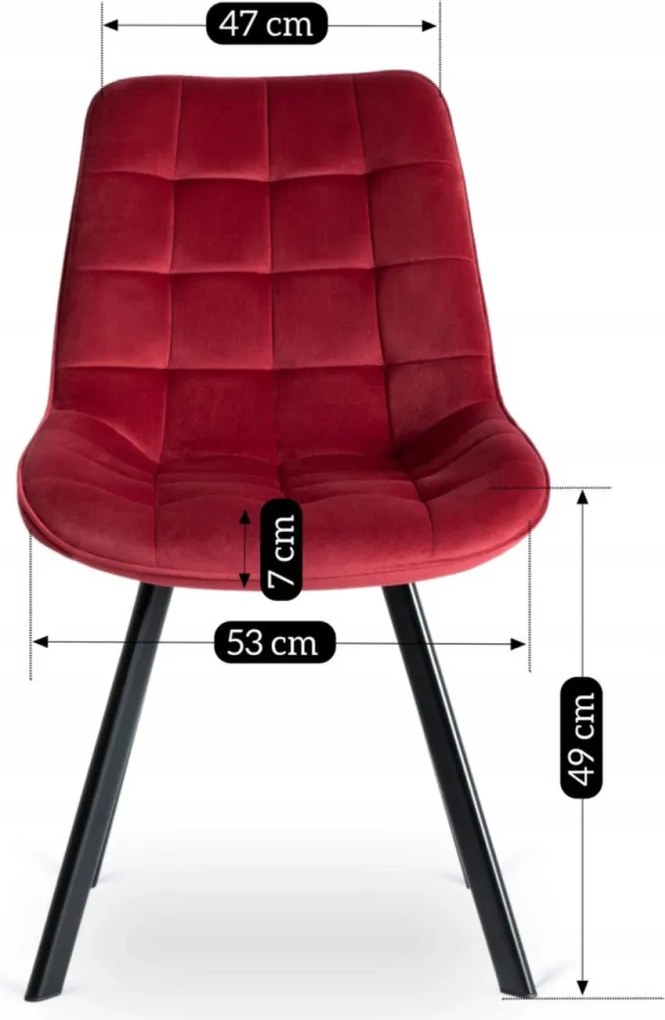 Szék bordó színben, bársony kárpittal RICK