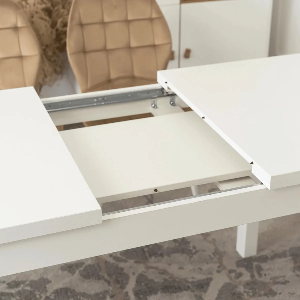 Bővíthető Étkezőasztal Fehér Színben. SKUBI 120-160 cm
