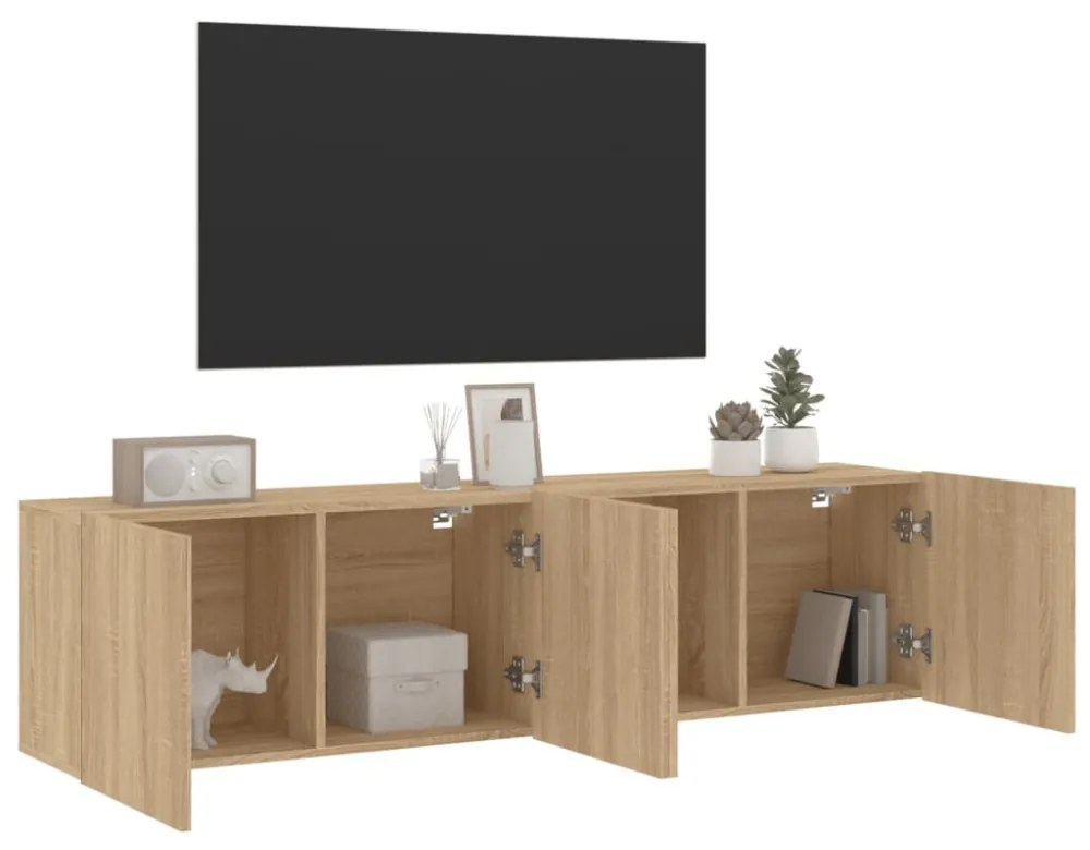 2 db sonoma tölgy színű fali TV-szekrény 80 x 30 x 41 cm
