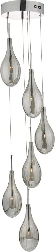 DAR LIGHTING SET6410 SETA Többágú Függesztett Lámpa Füstös, Csiszolt Króm G4 IP20