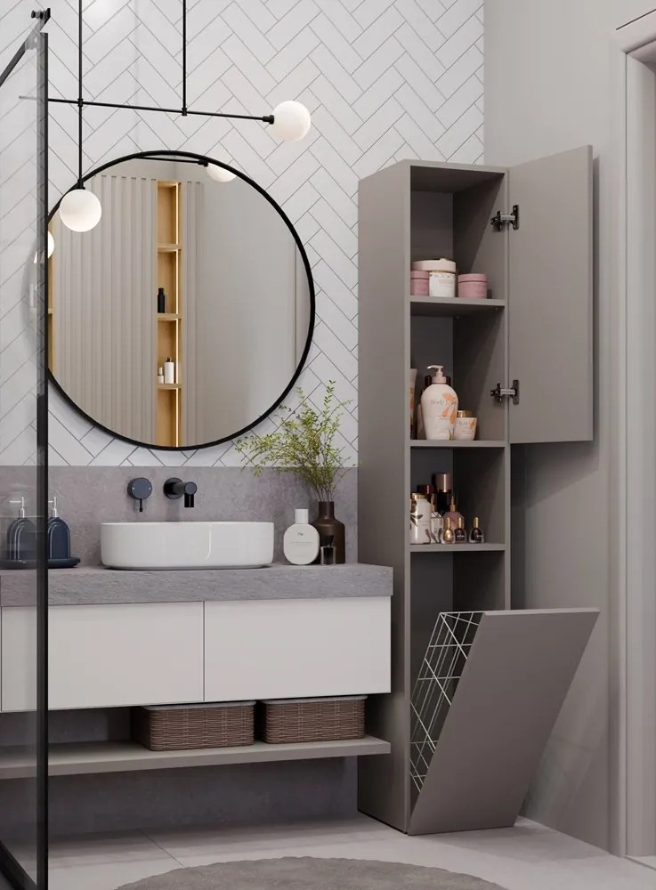 Faenza Nel III fürdőszoba szekrény, 30x31x174 cm, agyag színű