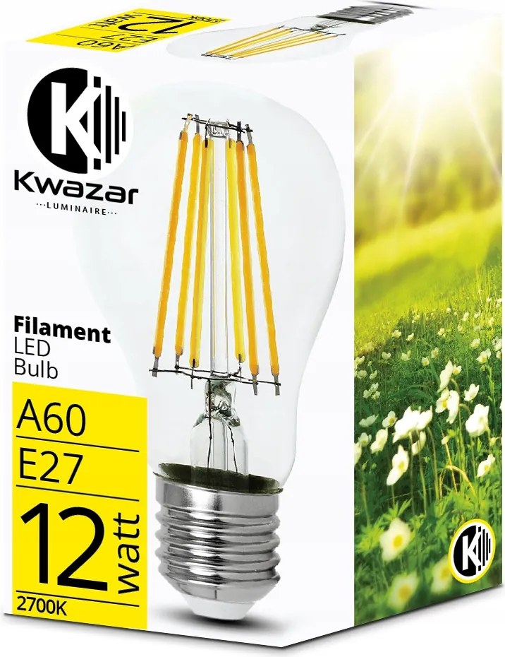 Izzó E27 Filament Led 12W=100W Edison Dekoratív Meleg erős nem villog