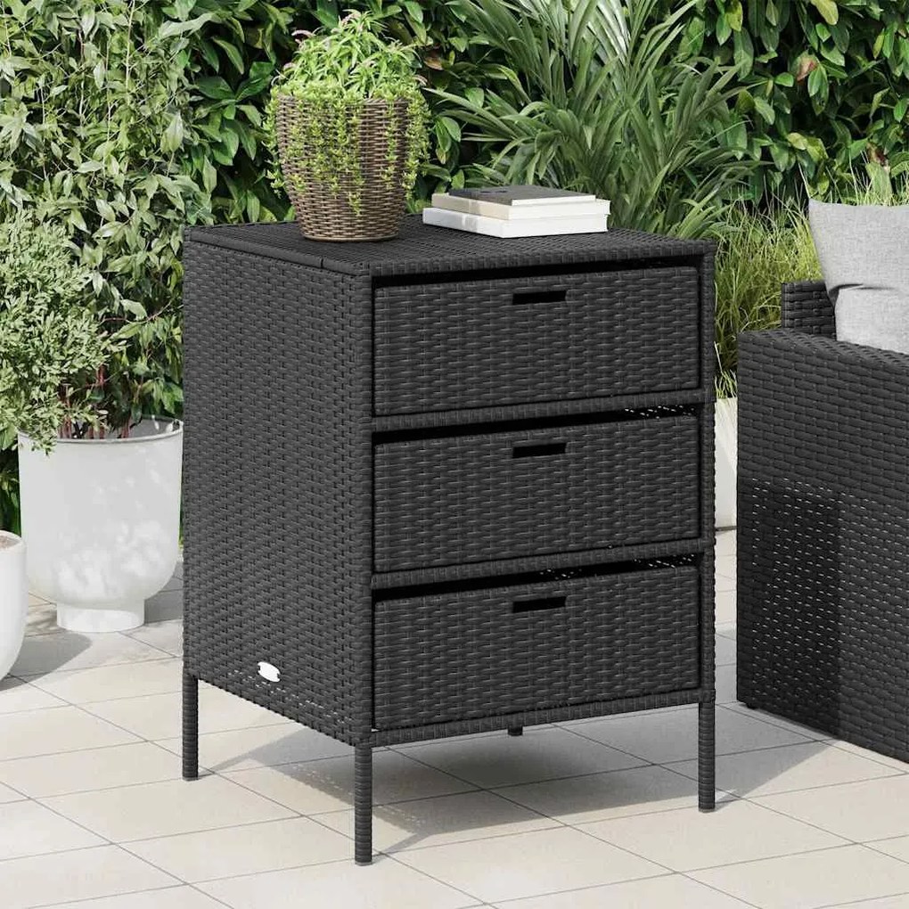 vidaXL fekete polyrattan kerti tárolószekrény 55 x 59 x 80 cm