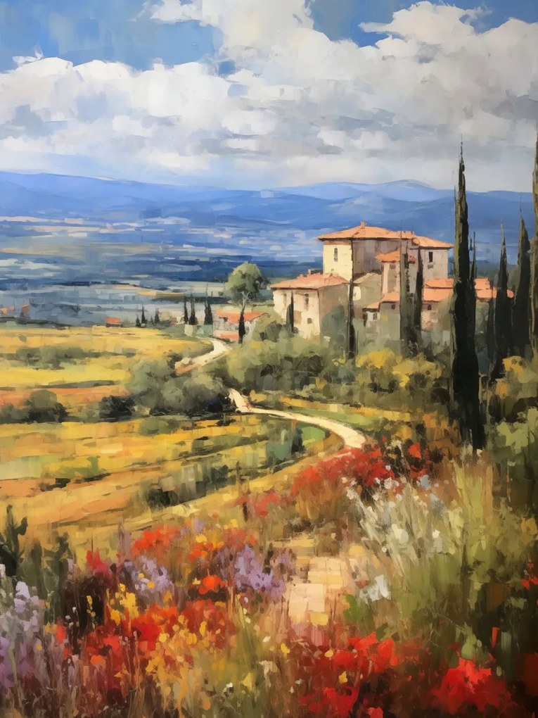 Poszter 75x100cm Toszkán Reggeli Kilátások