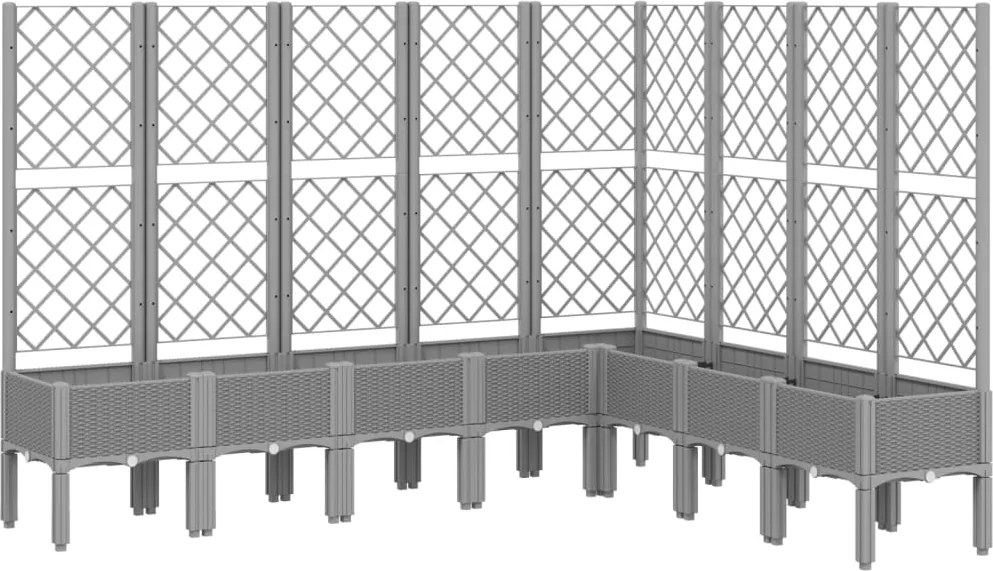 vidaXL világosszürke PP rácsos kerti ültetőláda 200 x 160 x 142 cm