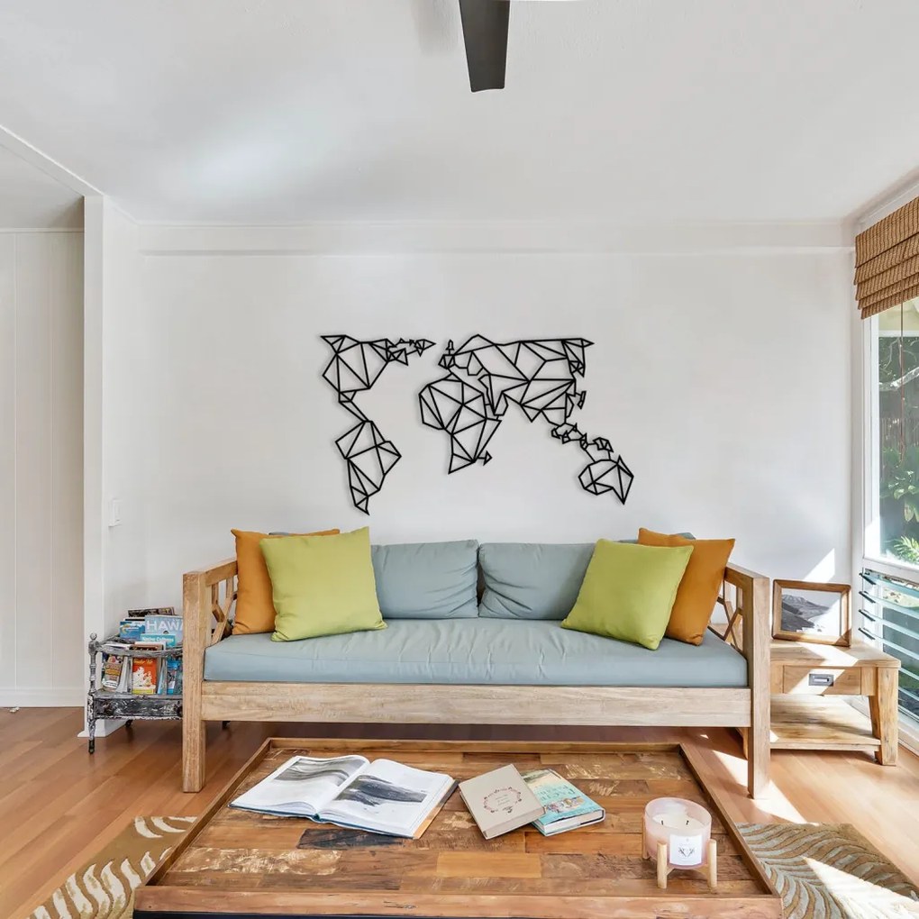 World fém fali dekoráció, 140×80 cm