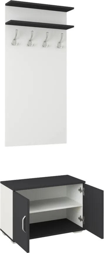 Como előszobafal, Antracit / Fehér, 66 cm