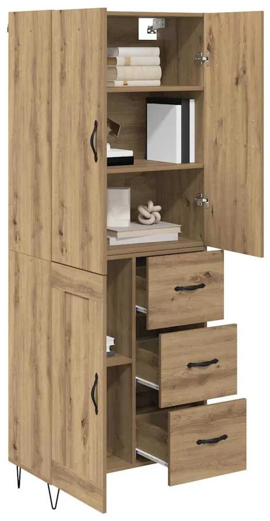 Magasfiú fiókkal 2 pcs Artisan tölgy RÉtegelt fa és üveg