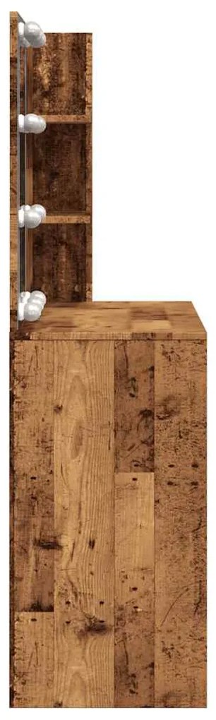 antik fa fésülködőasztal LED-del 74,5 x 40 x 141 cm
