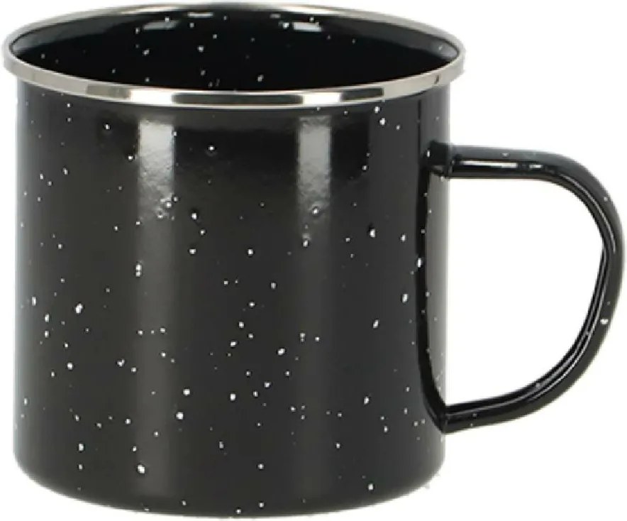 Zománcozott bögre fekete 350ml klasszikus retro stílus kempingezéshez és otthonra