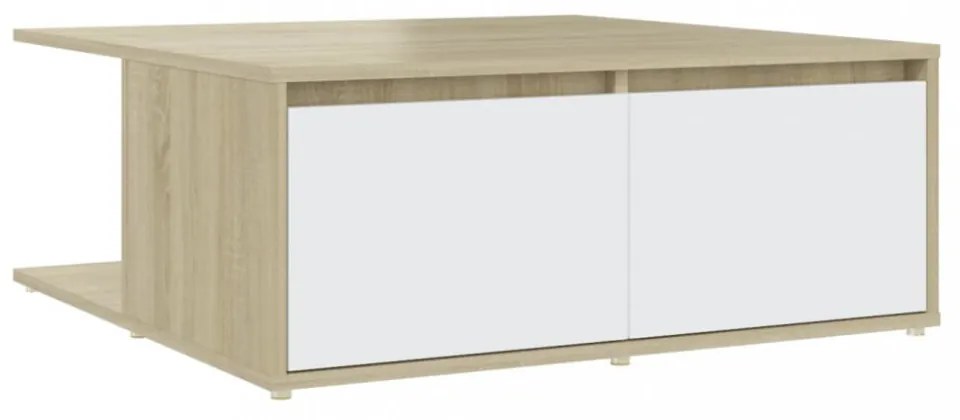 fehér és tölgyszínű szerelt fa dohányzóasztal 80 x 80 x 31 cm