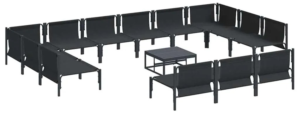 Kerti Kanapé Szett 14 pcs Antracitszürke Acél