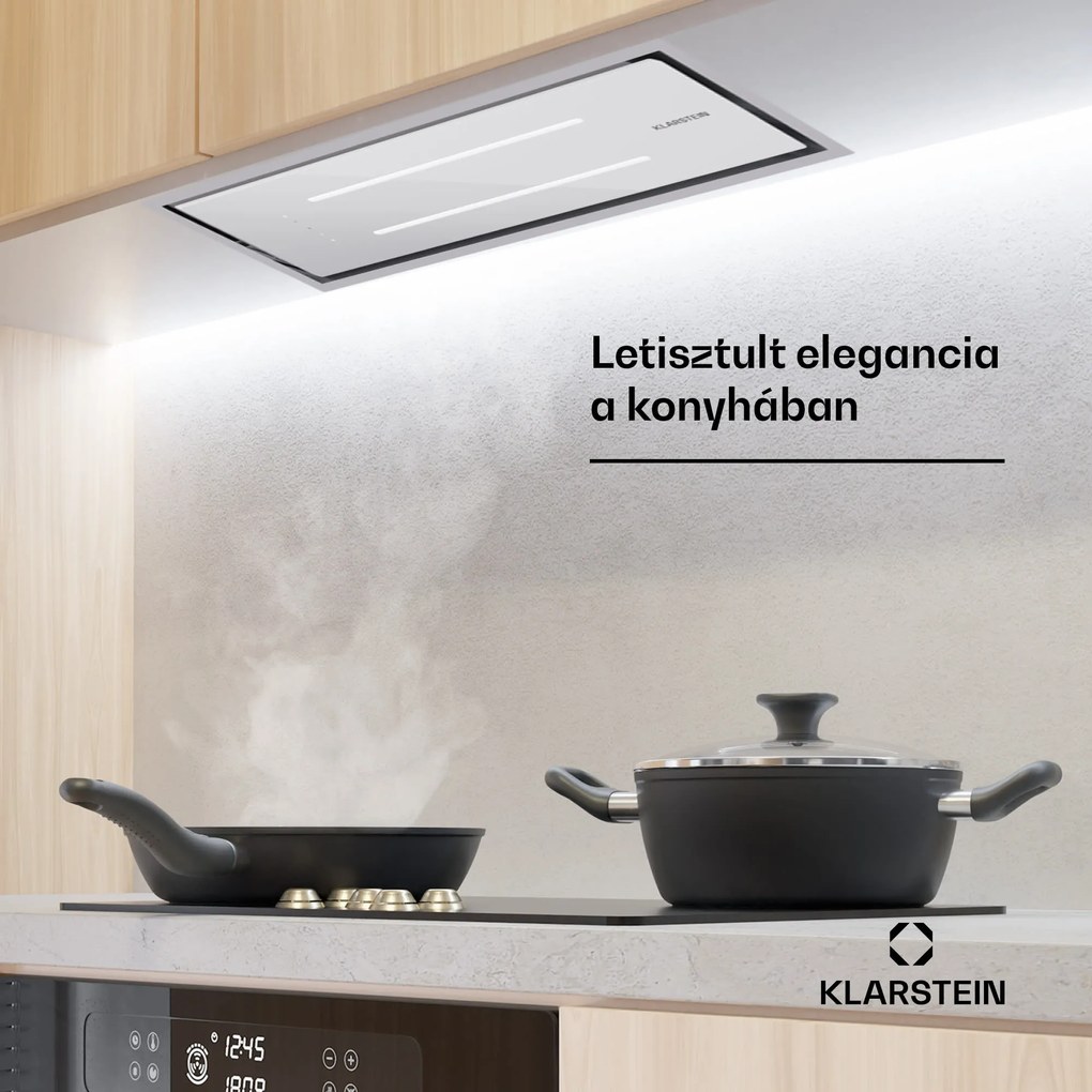 Klarstein High Line Eco 90 mennyezeti páraelszívó 90 cm 436 m³/h fokozatok távirányító hangulatvilágítás