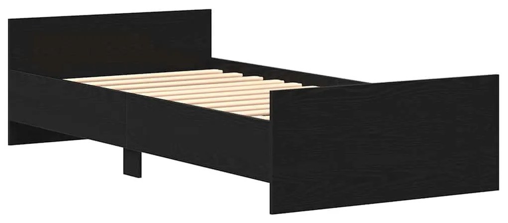fekete tölgy színű szerelt fa ágykeret matrac nélkül 75x190 cm