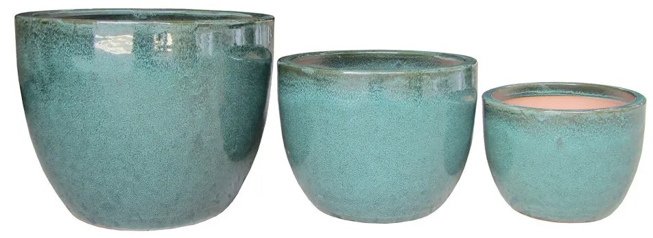 Burnley edények, mázas kerámia, zöld 3 db