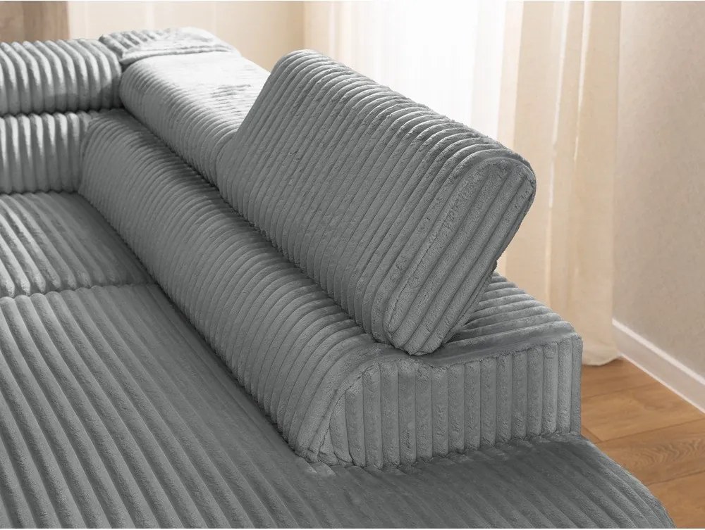 Szürke kordbársony sarokkanapé (jobb oldali-L alakú) Marbeya – Ropez