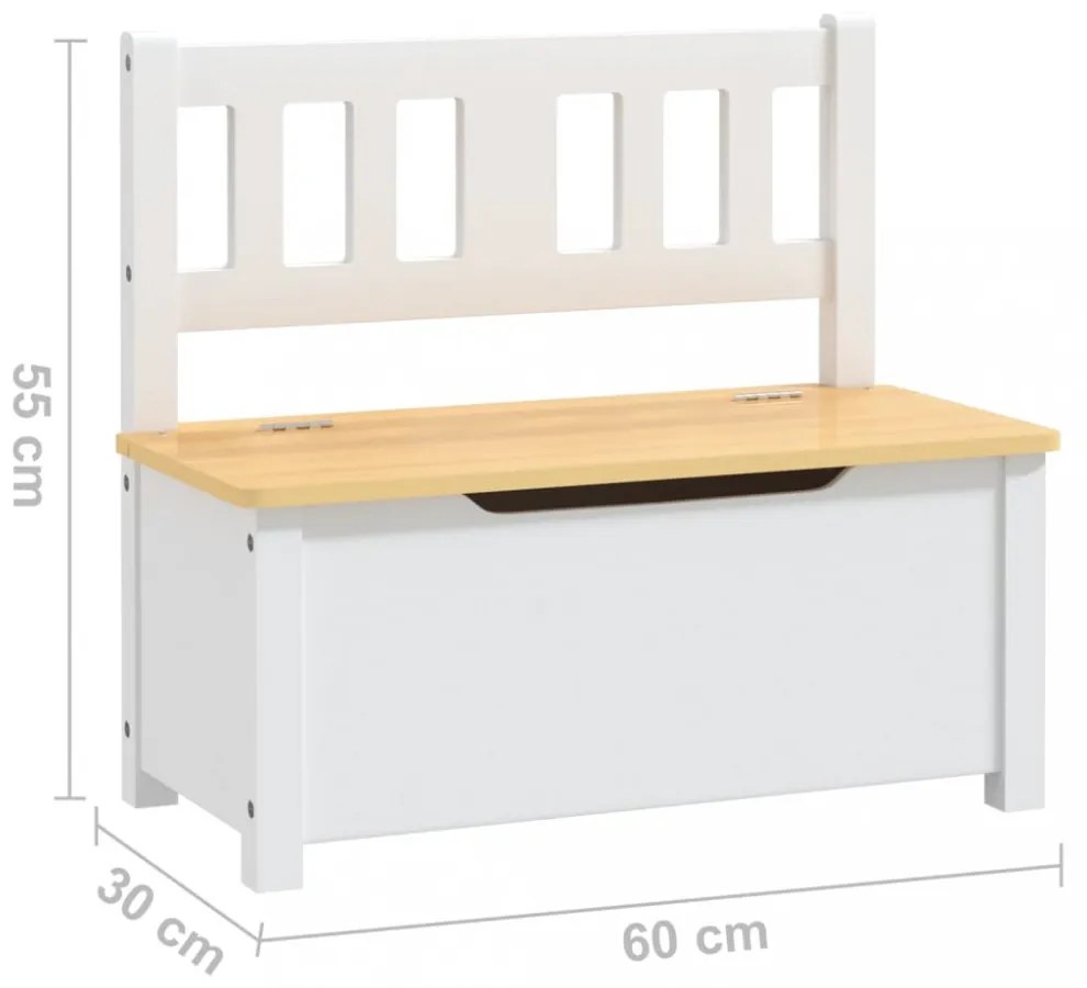 fehér-bézs MDF gyermek tárolópad 60 x 30 x 55 cm