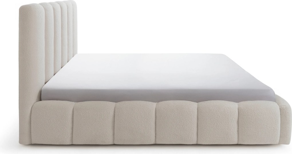 Aura kárpitozott ágy 160x200 ágyneműtartóval - bézs bouclé Quelle 03