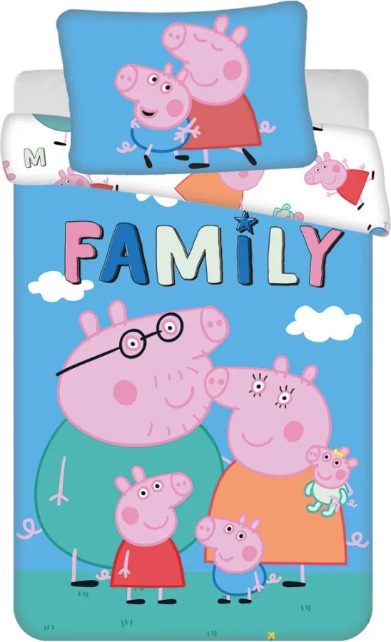 Peppa malac Big Pig Family gyerek, ovis ágyneműhuzat 100×135cm, 40×60 cm