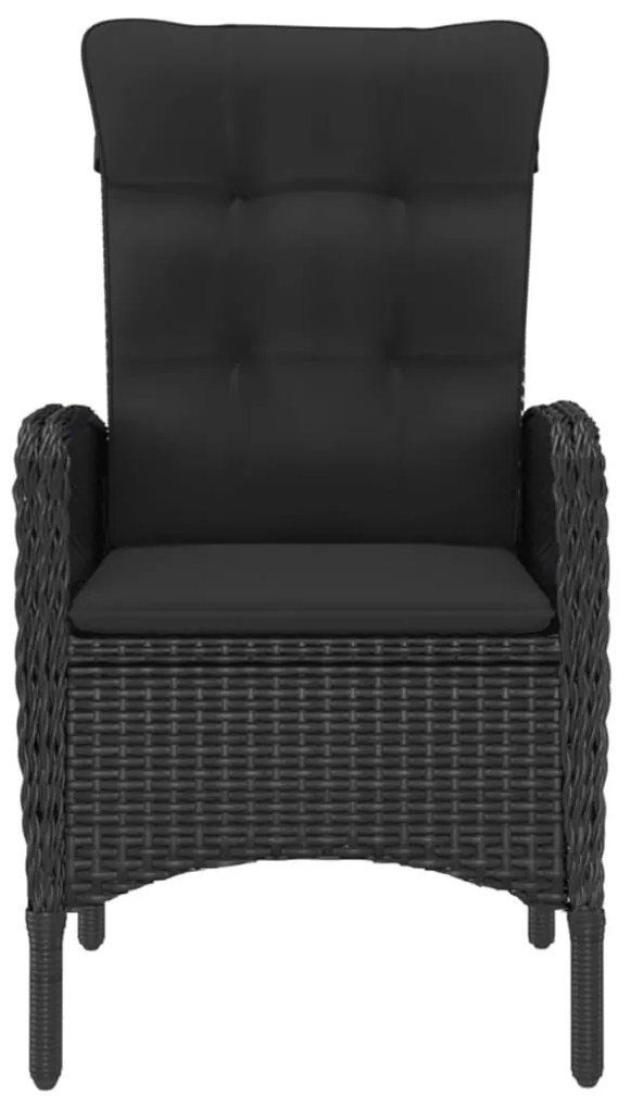 3 részes fekete polyrattan és üveg kerti bisztrószett