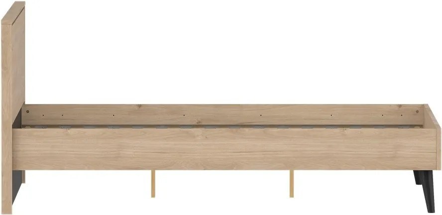 Natúr színű franciaágy ágyráccsal 140x200 cm tölgyfa dekorral Ry – Tvilum