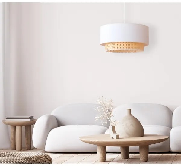 Duolla - Csillár zsinóron BOHO 1xE27/15W/230V átm. 45 cm krémes/rattan