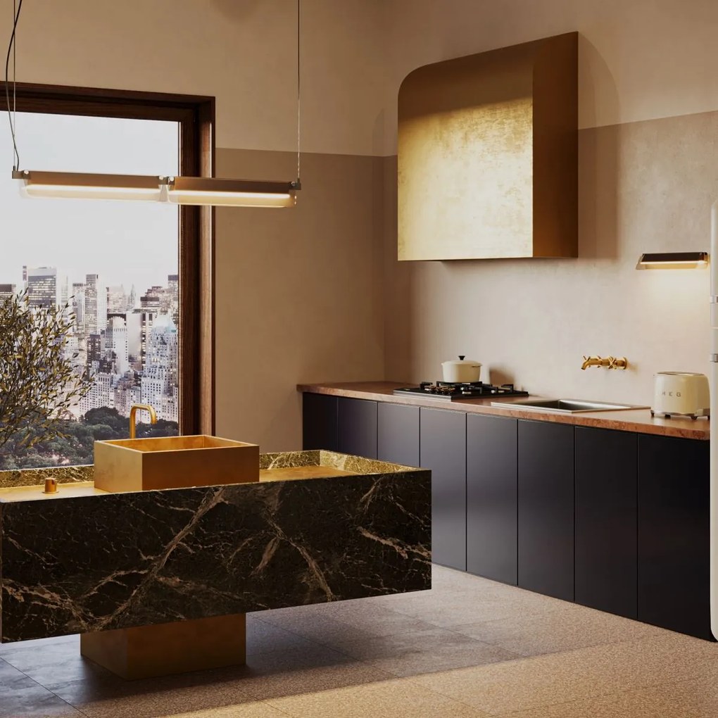 Maytoni modern fali lámpa flat borostyán fekete mymod296wl-l10bc3k