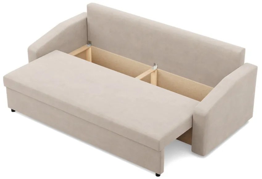 Zeus kanapéágy, bársony, bonell töltet, döntött kartámasz, bézs