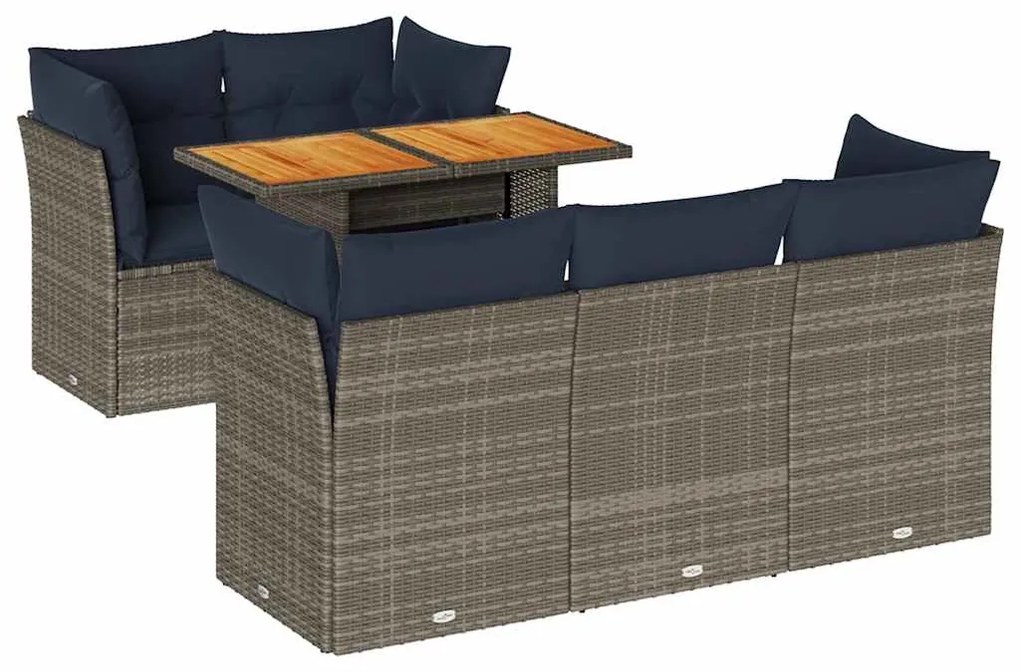6 részes szürke polyrattan kerti ülőgarnitúra párnákkal