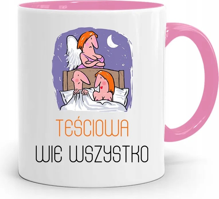 Rózsaszín Bögre Anyósnak Anyós Mindent Tud fényképes nyomattal