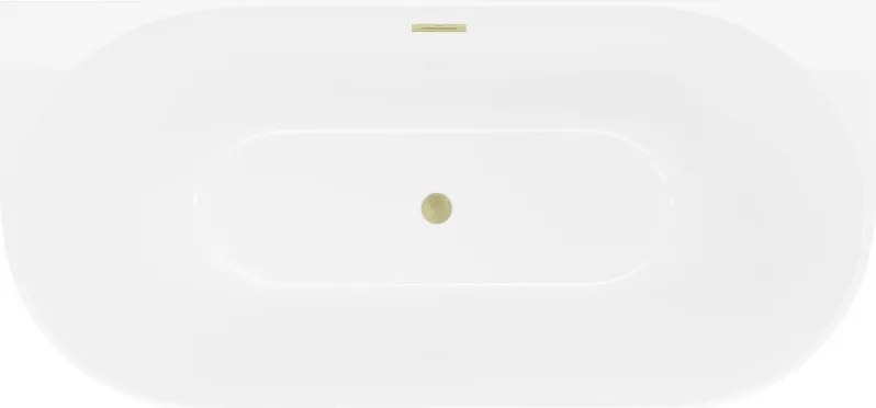 Mexen Oval Slim szabadon álló fal melletti kád 170 x 80 cm, fehér, túlfolyó arany szálcsiszolt - 52661708000-55