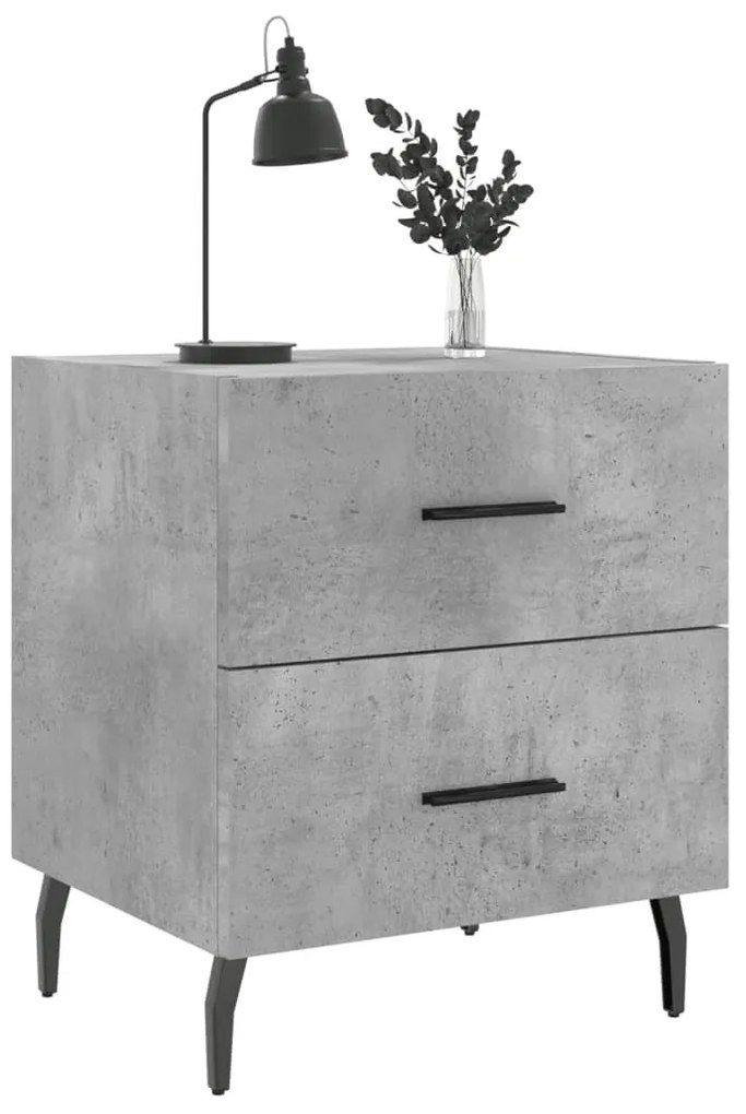 2 db betonszürke szerelt fa éjjeliszekrény 40 x 35 x 47,5 cm