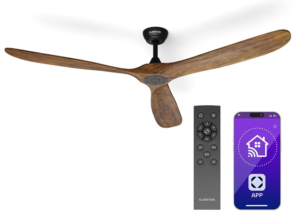 Bahama Breeze Smart Mennyezeti ventilátor, masszív fa rotorlapátok, távirányító + vezérlés alkalmazás segítségével