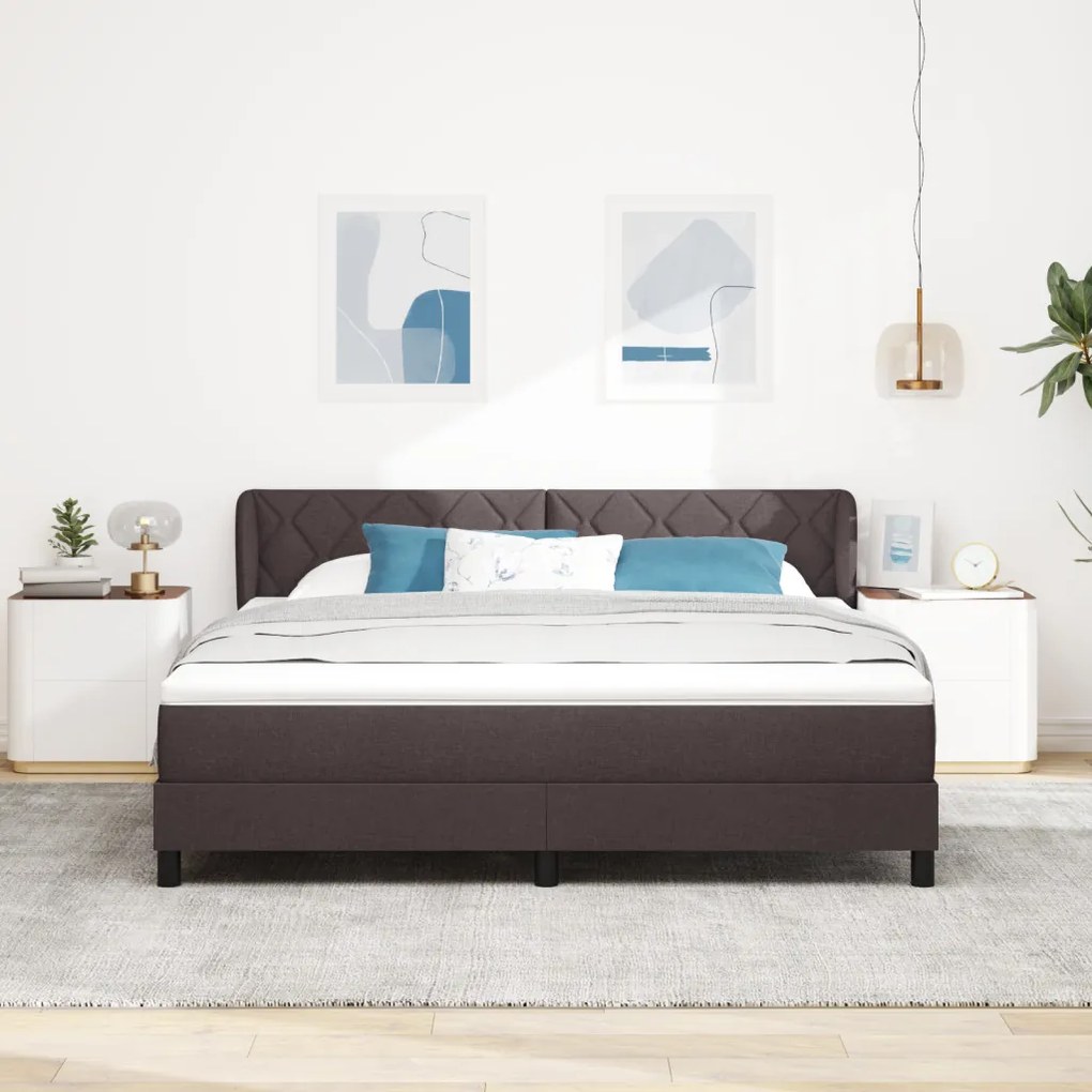 Boxspring Ágy Mattal Sötétbarna 180x200 cm Szövet