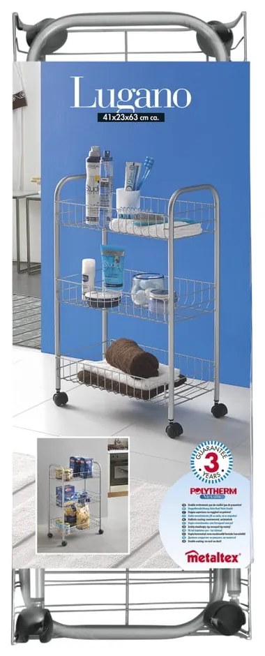 Lugano gurulós állvány, 3 db polccal - Metaltex